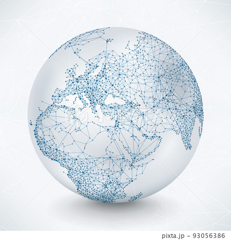 Abstract Telecommunication Earth Map - Europe, Mid-East, Asia, Africa Abstract Telecommunication Earth Map - Europe, Mid-East, Asia, Africa 93056386