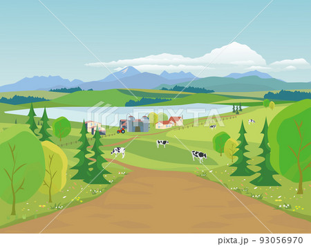 北海道の酪農農場風景 93056970