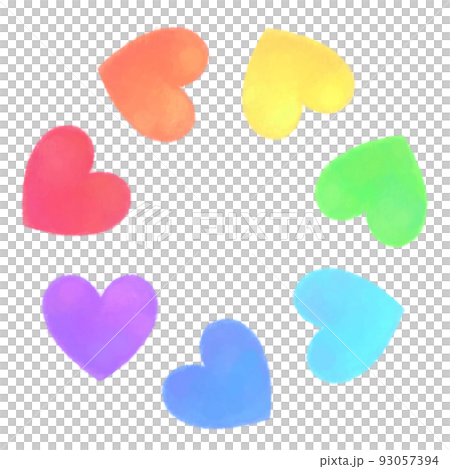 7-color heart mark in a circle (watercolor... - Stock Illustration ...
