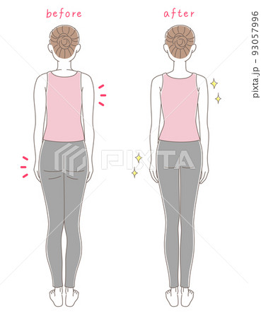 体型の異なる2人の後ろ姿の女性の全身イラストセット 体型の異なる2人の後ろ姿の女性の全身イラストセット 93057996