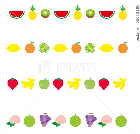 フラットでシンプルなフルーツのライン 93058186