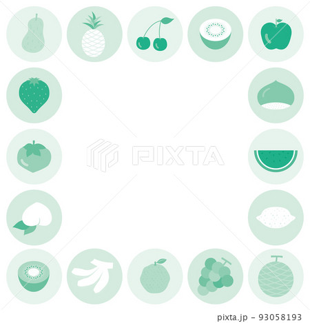 フラットでシンプルなフルーツのフレーム 93058193