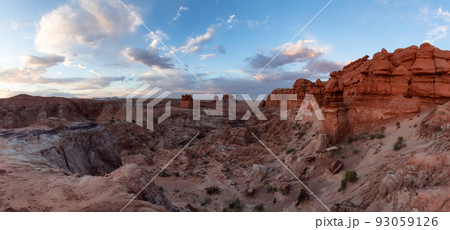 Red Rock Formations in Desert at Sunset. Spring Season. Goblin Valley State Park. 93059126