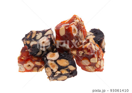 Turkish delight with nuts isolated Turkish delight with nuts isolated 93061410