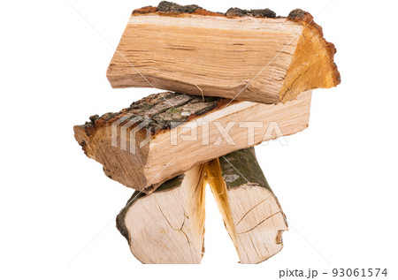 chopped oak firewood isolated 93061574