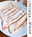 Freshness pork slices on dish. 93061927
