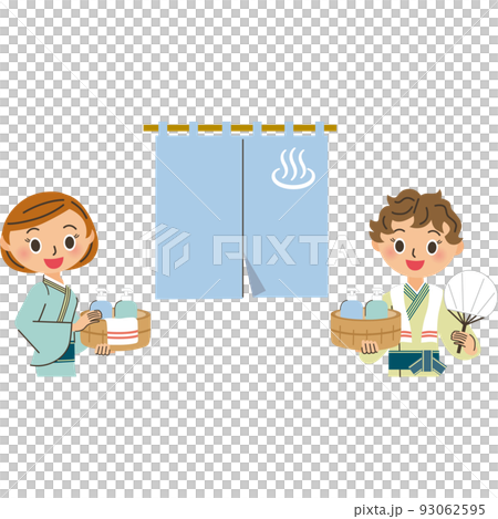 浴衣を着た女性と温泉 93062595