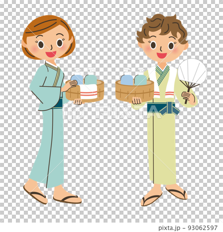 穿著清爽浴衣的全身女性 93062597