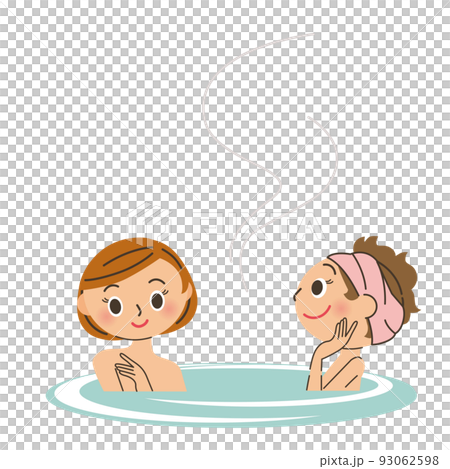 Female friends entering a hot spring Female friends entering a hot spring 93062598