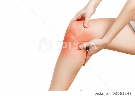 Feet close-up on a white background, concept skin care in summer time. 93063243