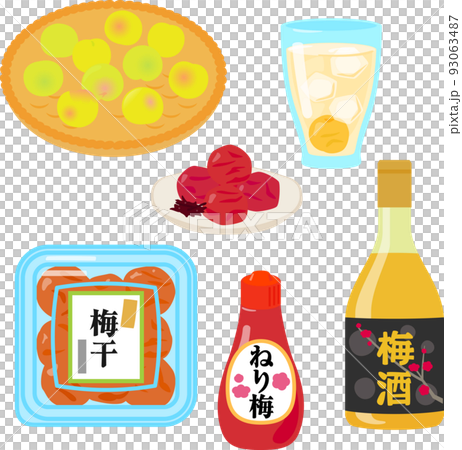 梅を使った食品のイラストセット 93063487