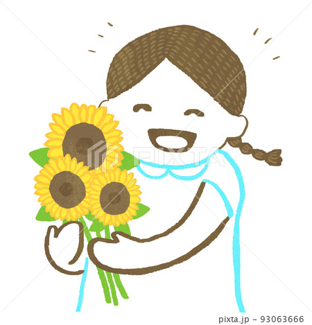ひまわりと女の子 93063666