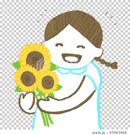 ひまわりと女の子 93063666