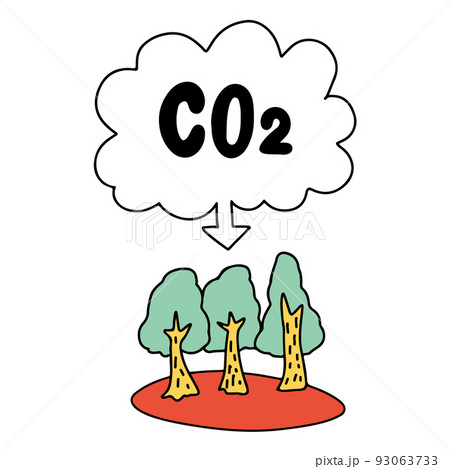 CO2を吸収する森林のイラストレーション 93063733