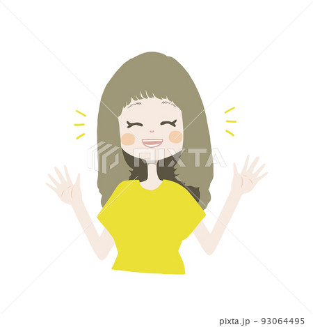 笑顔で「気にしないで」と明るく振る舞う女の子のイラスト 93064495