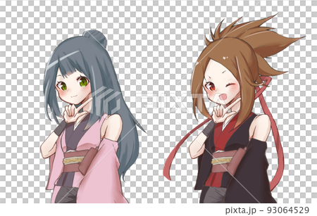 Kunoichi ninja woman illustration set 93064529