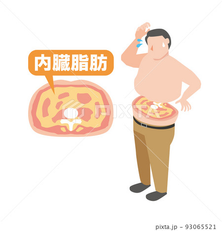 内臓脂肪に悩む中年男性 93065521