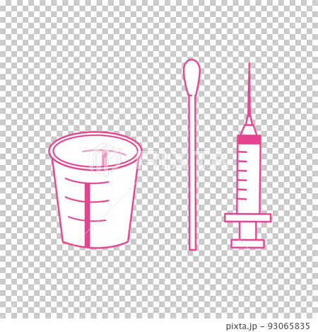 検尿カップと綿棒と注射器 93065835