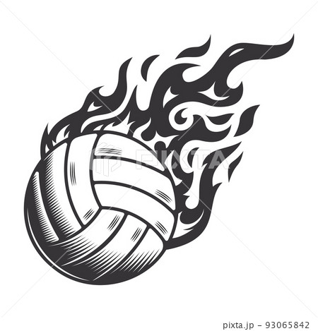 Hot volleyball fire logo silhouette. volleyball club graphic design logos or icons. vector illustration. 93065842