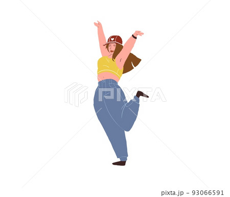 Flat cartoon happy character in joyful mood,positive emotions vector illustration concept 93066591