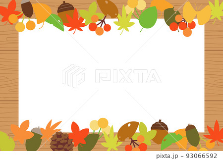 背景イラスト_落ち葉のフレーム 93066592