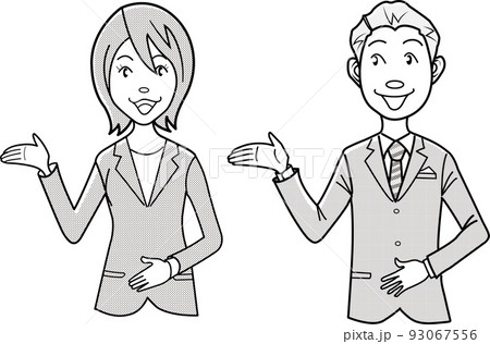 案内するビジネスマン、ビジネスウーマン 93067556
