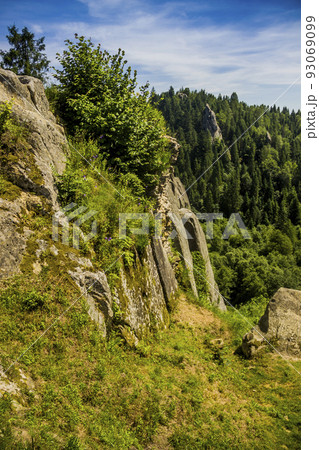 a rocks in Tustan fortress place, Skole Beskids National Nature Park, Lviv region, Ukraine a rocks in Tustan fortress place, Skole Beskids National Nature Park, Lviv region, Ukraine 93069099
