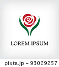 red rose with green leaves logo design template 93069257