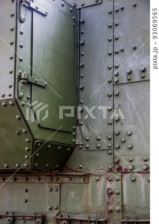 armor detail of a vintage tank of First World War times armor detail of a vintage tank of First World War times 93069565