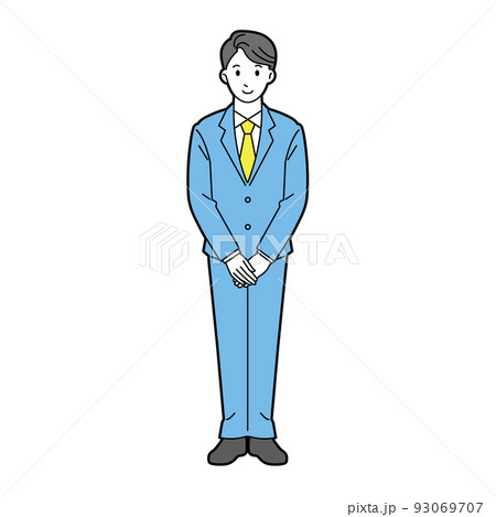 スーツ姿の手を前にした男性の全身　線あり 93069707
