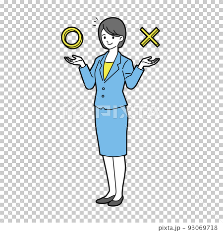 有一個穿西裝的女人的全身線條可以比較 93069718