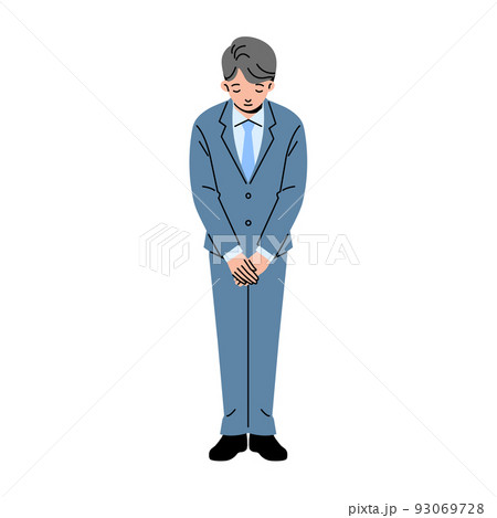 スーツ姿のおじぎする男性の全身 線なし スーツ姿のおじぎする男性の全身 線なし 93069728