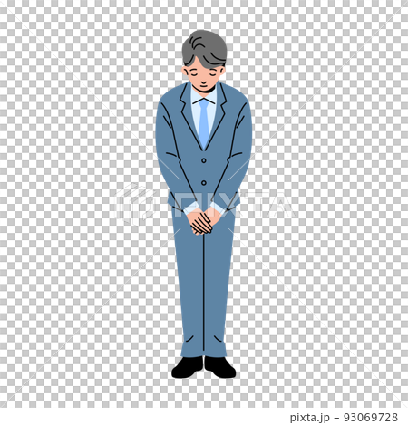 Full body of a man in a suit bowing No line Full body of a man in a suit bowing No line 93069728