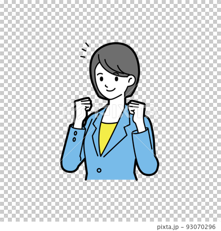 一個穿西裝的女人用線條做拳頭姿勢的半身像 93070296