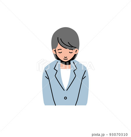 スーツ姿のおじぎする女性のバストアップ　線なし 93070310