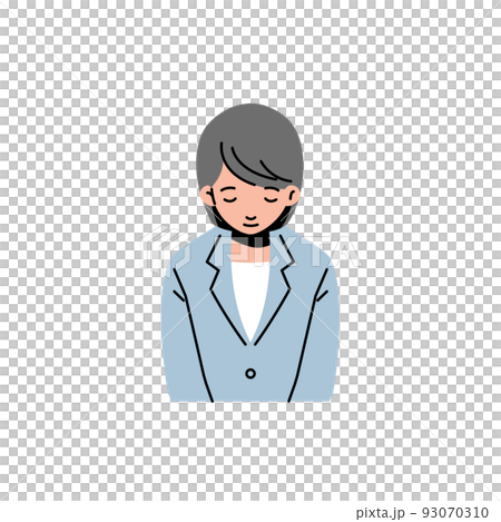 スーツ姿のおじぎする女性のバストアップ　線なし 93070310