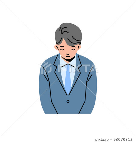スーツ姿のおじぎする男性のバストアップ　線なし 93070312
