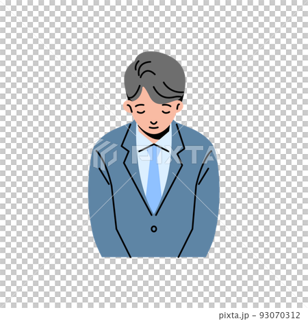 スーツ姿のおじぎする男性のバストアップ　線なし 93070312