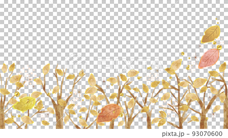 秋 落ち葉 キラキラゴールドグリッターのイラスト素材 [93070600] - PIXTA
