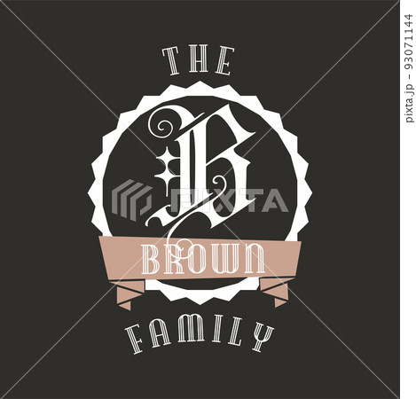 Monogram logo designs Classic monogram - the brown family. Stylish badge for web and print. Stock vector label isolated on dark background 93071144