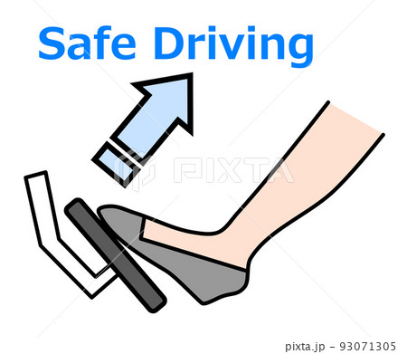 アクセルペダルでスピードを減速して安全運転をするイラスト 93071305