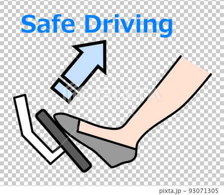 アクセルペダルでスピードを減速して安全運転をするイラスト 93071305