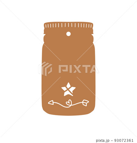 Christmas Gift Tag in the form of Jar with star and ribbon. Xmas Label Design. Stock vector badge isolated on white background 93072361