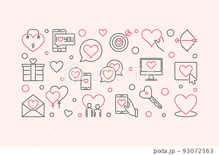 Love and Interpersonal Relationship vector outline banner 93072563