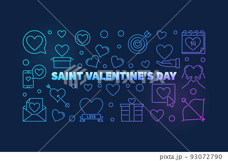Vector Saint Valentines Day colorful linear banner 93072790