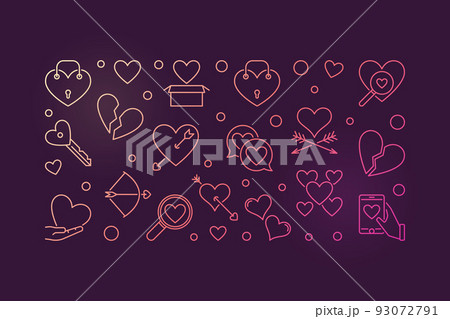 Broken love vector colorful outline illustration or banner 93072791