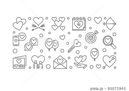 Happy Valentines Day vector outline minimal illustration Happy Valentines Day vector outline minimal illustration 93072943