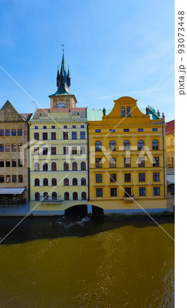 The facade of old house and old architecture in old town 93073448