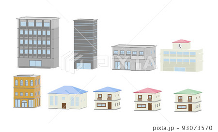 様々な建物立体図イラストセット 93073570