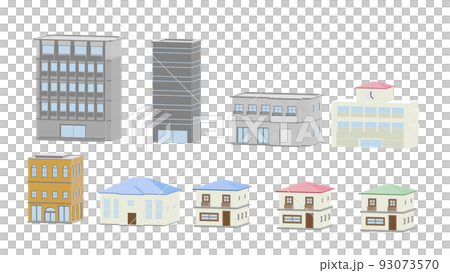 様々な建物立体図イラストセット 93073570